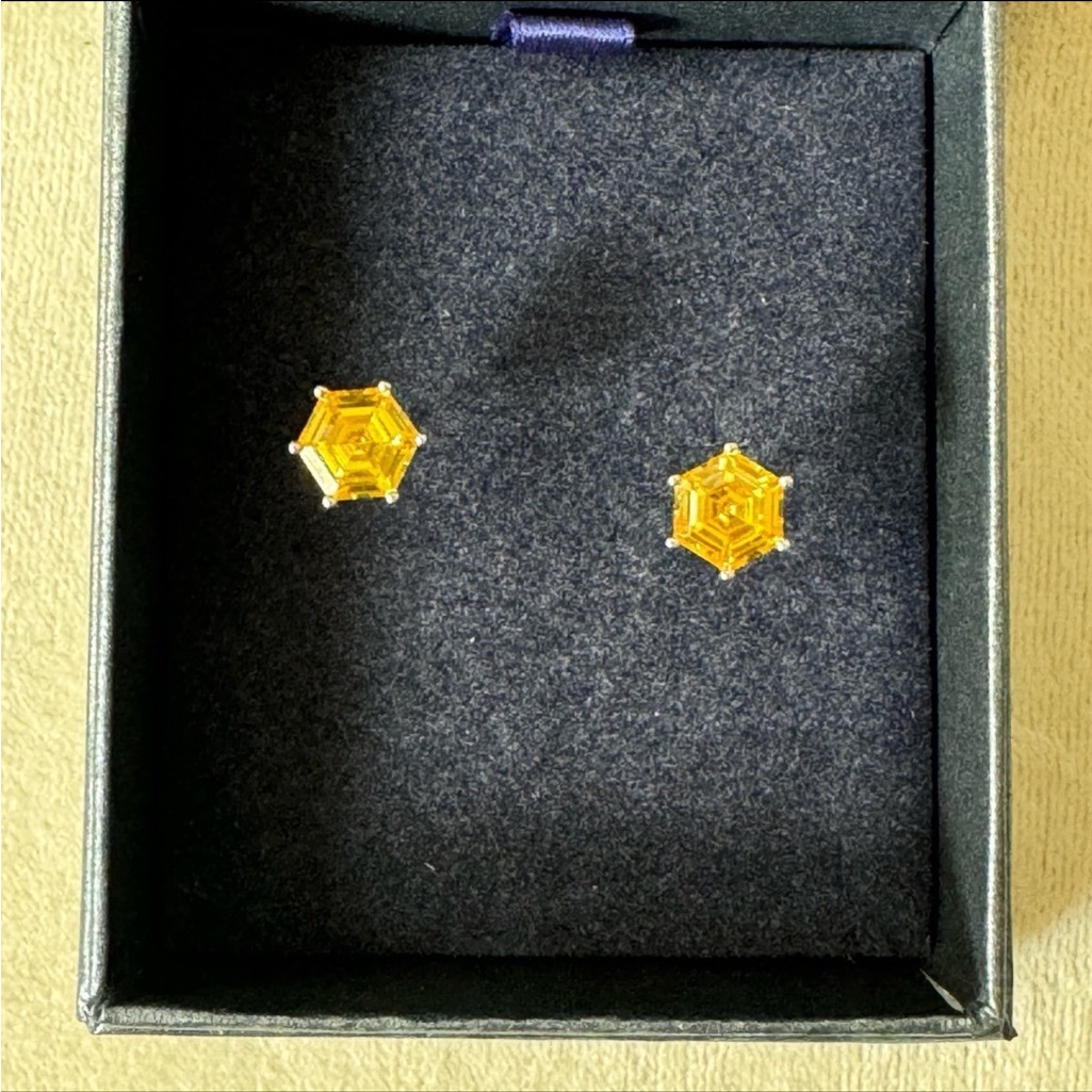 Lustro Stella Yellow Cz/ Swarovski Stud Earrings